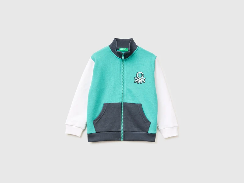 Felpa con zip in cotone bio