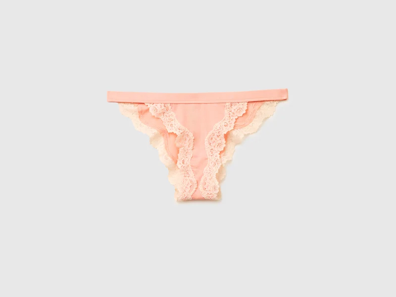 Slip basso in misto seta con pizzo
