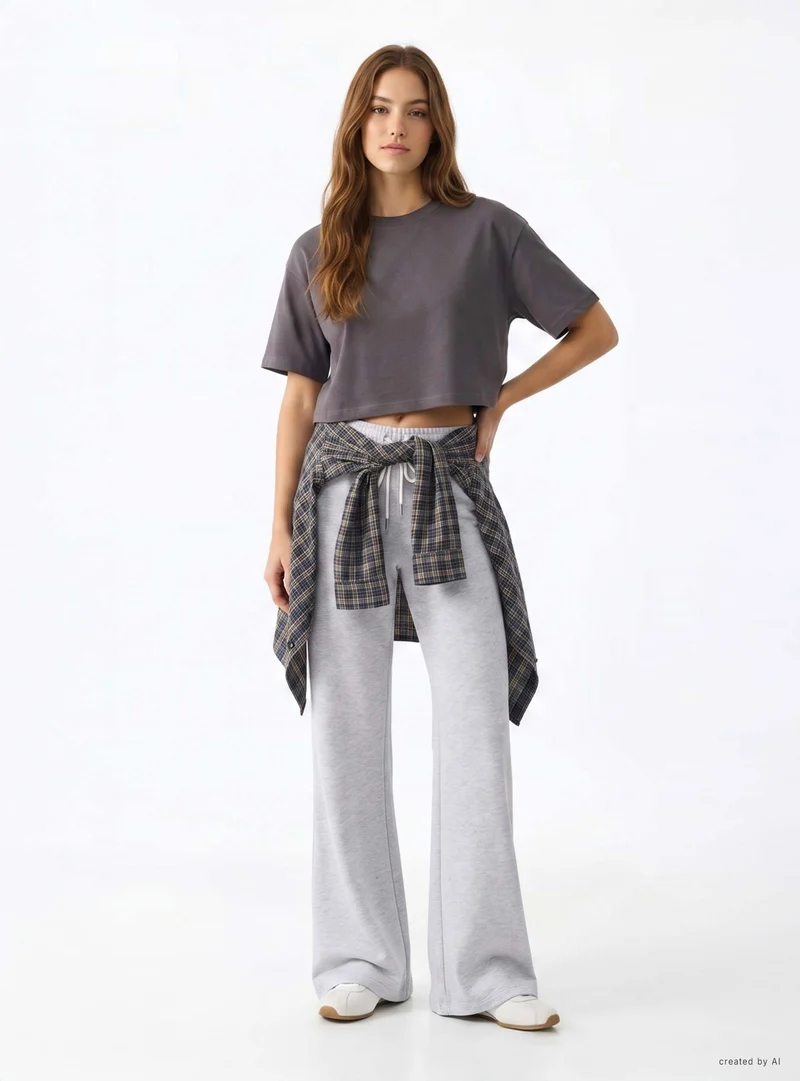 T-shirt crop a tinta unita