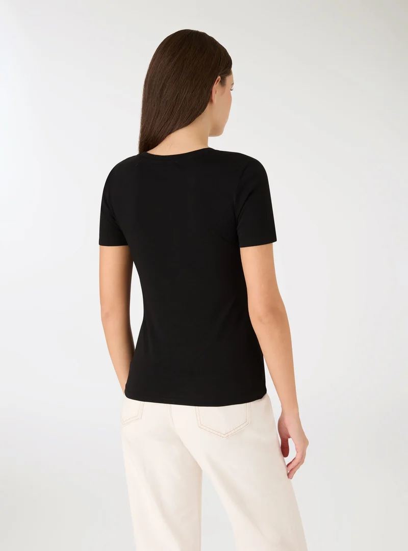 T-shirt con stampa effetto laminata