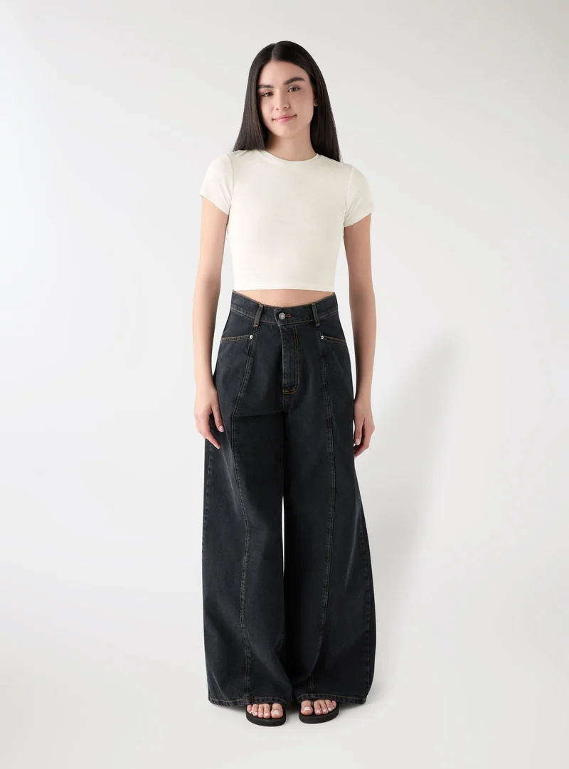 T-shirt crop a tinta unita