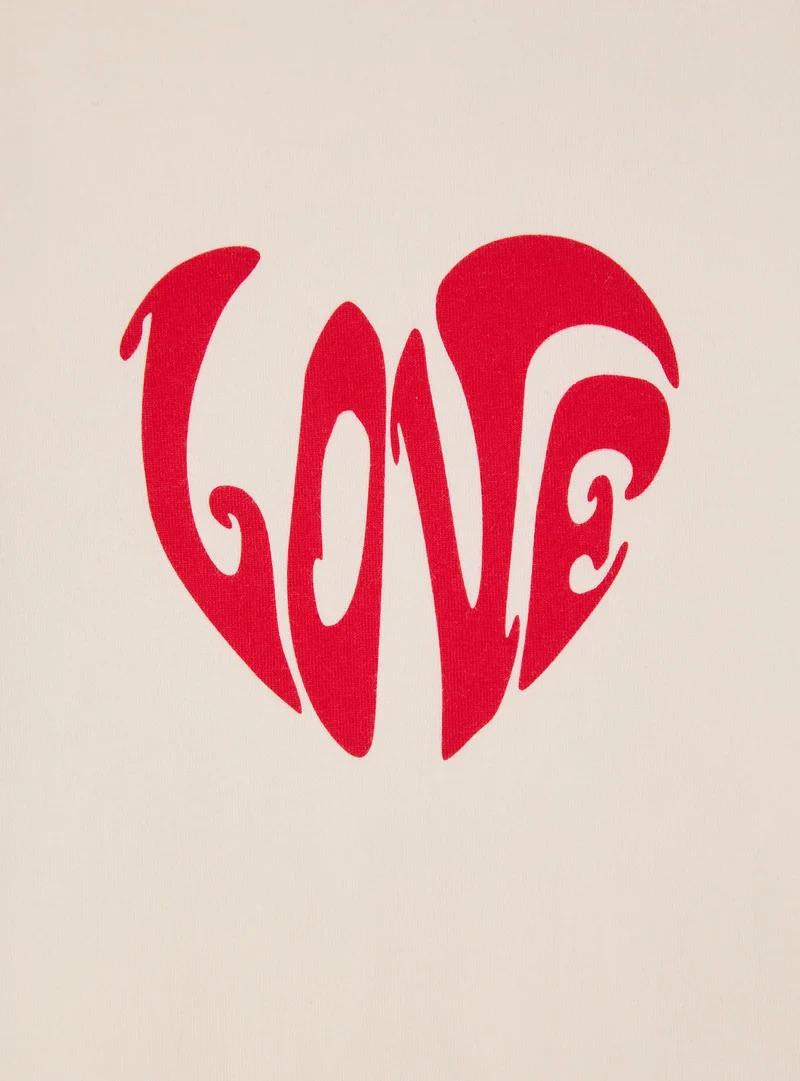 T-shirt crop con stampa cuore