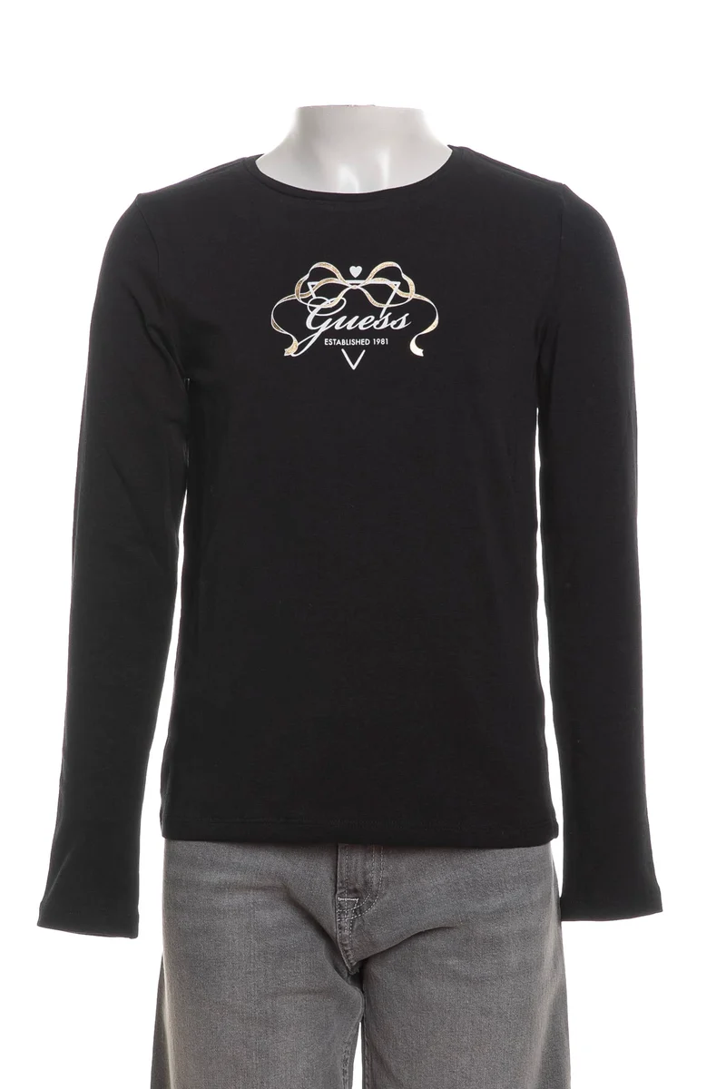 T-Shirt Guess Shiny Signed Bow Da Bambina Nera