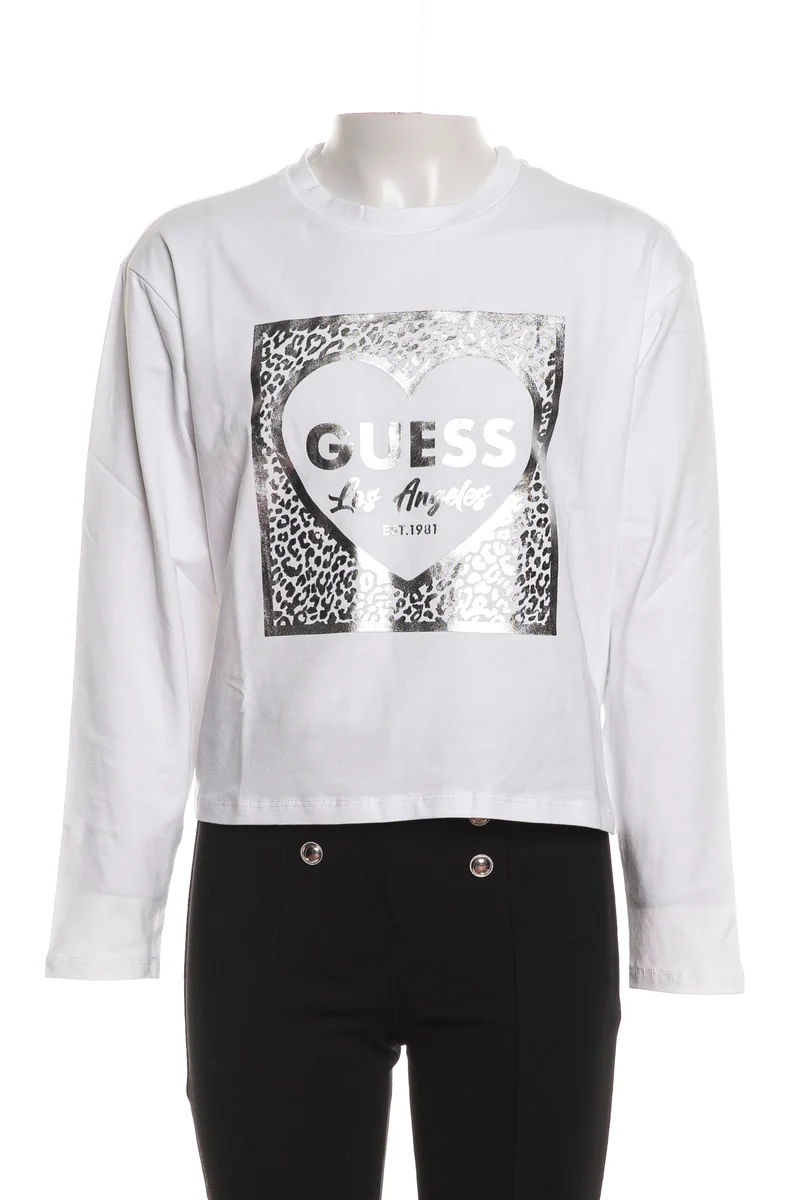 T-Shirt Guess Hearted Leo Lg Da Bambina Bianca