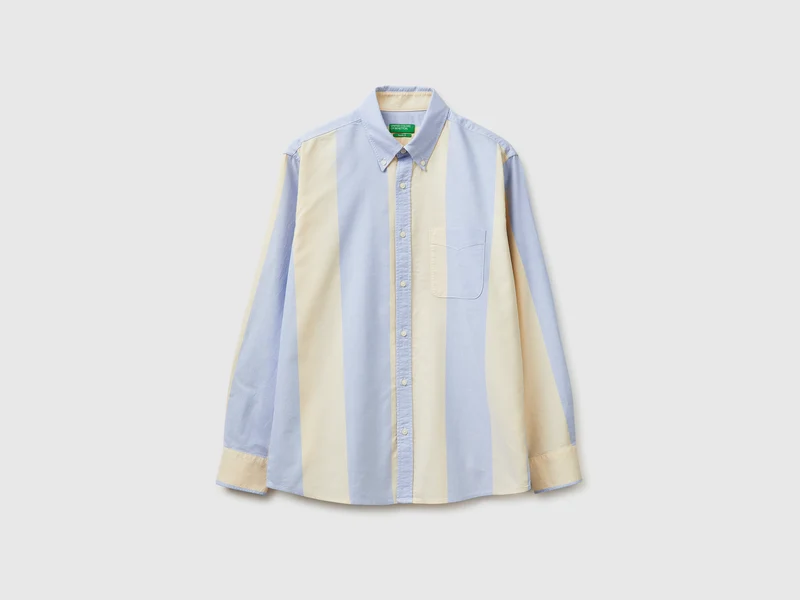 Camicia a righe gialle e azzurre