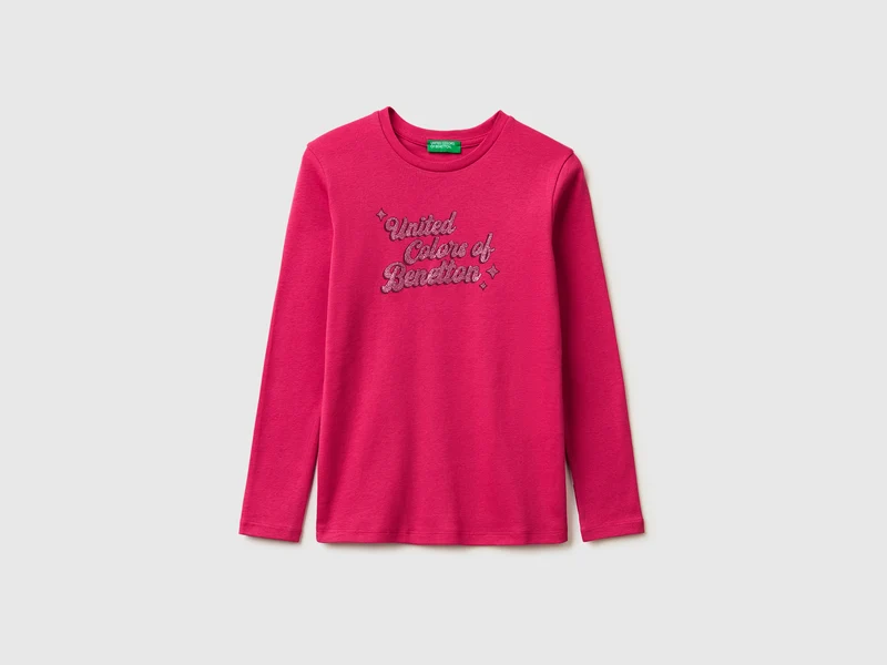 T-shirt con logo glitter in cotone bio