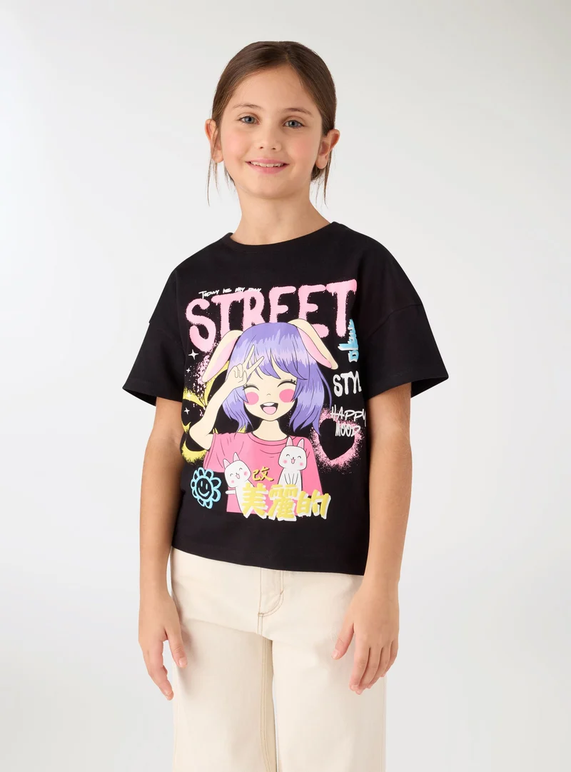 T-shirt con stampa manga