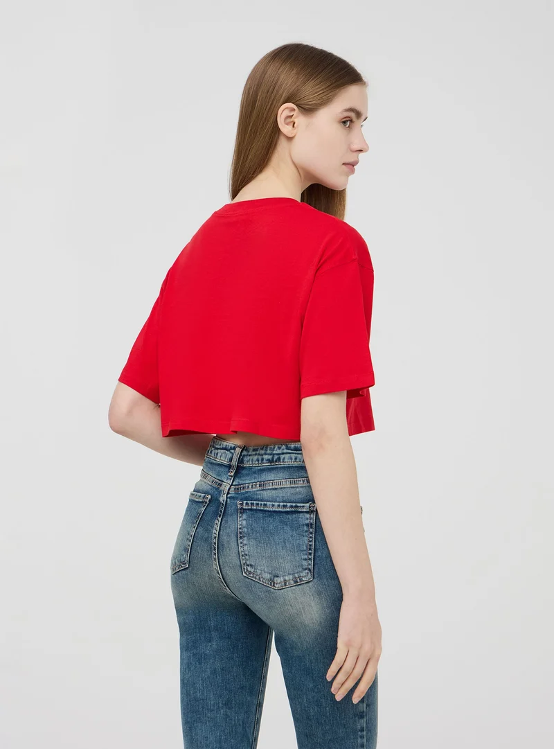T-shirt crop a tinta unita