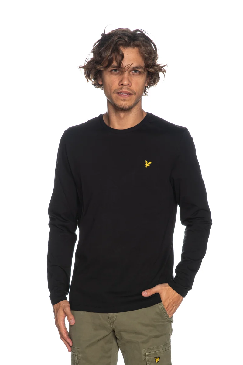 T Shirt Lyle & Scott Plain Ls Da Uomo Nera