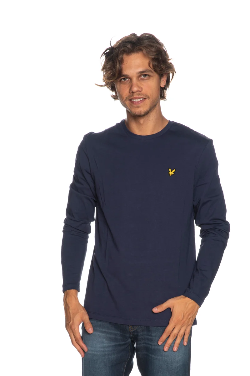 T Shirt Lyle & Scott Plain Ls Da Uomo Blu Navy