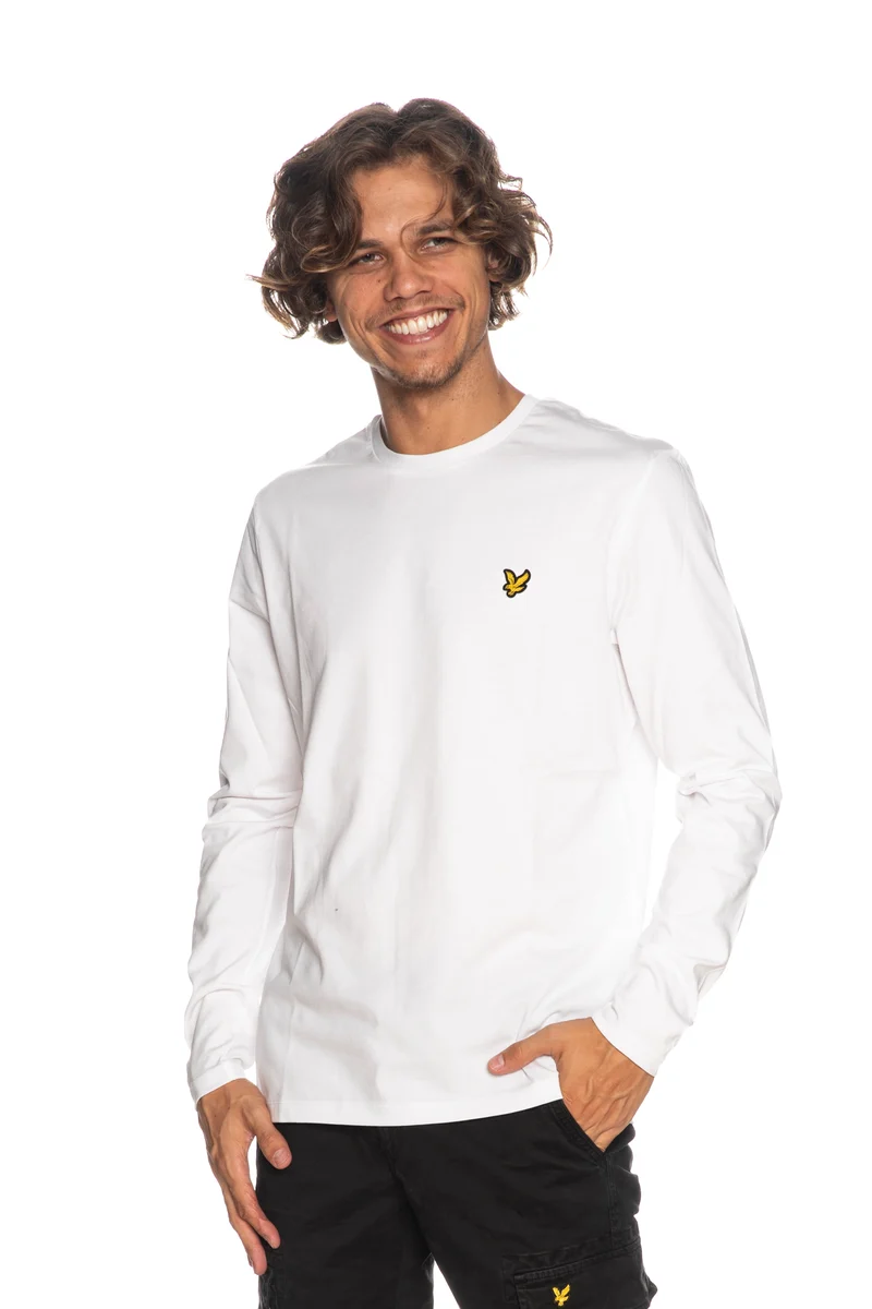 T Shirt Lyle & Scott Plain Ls Da Uomo Bianca