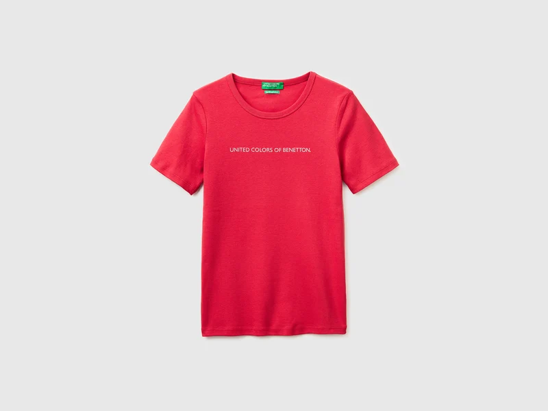T-shirt manica corta con logo glitter