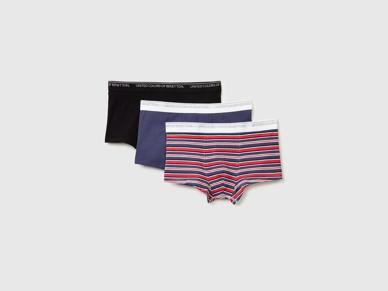 Tre boxer in cotone bio stretch