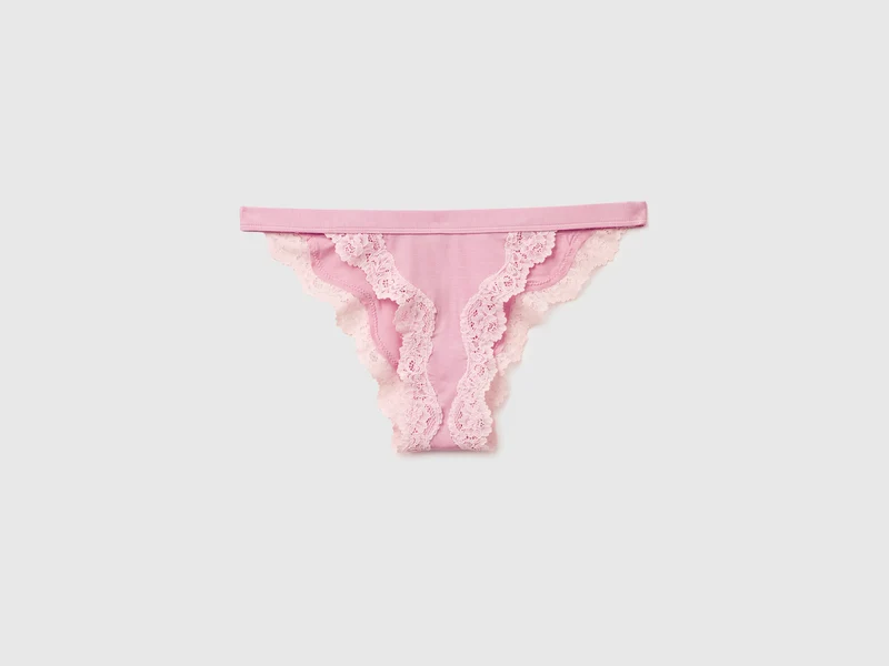 Slip basso in misto seta con pizzo
