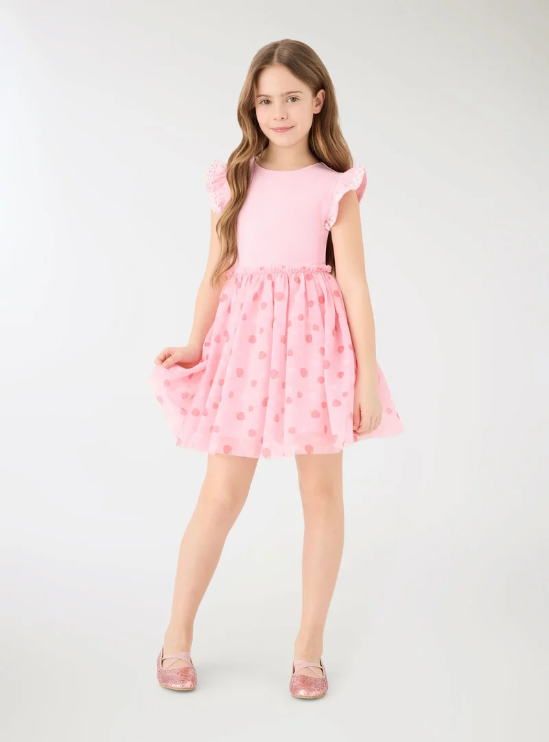 Vestito con gonna in tulle a stampa fragole