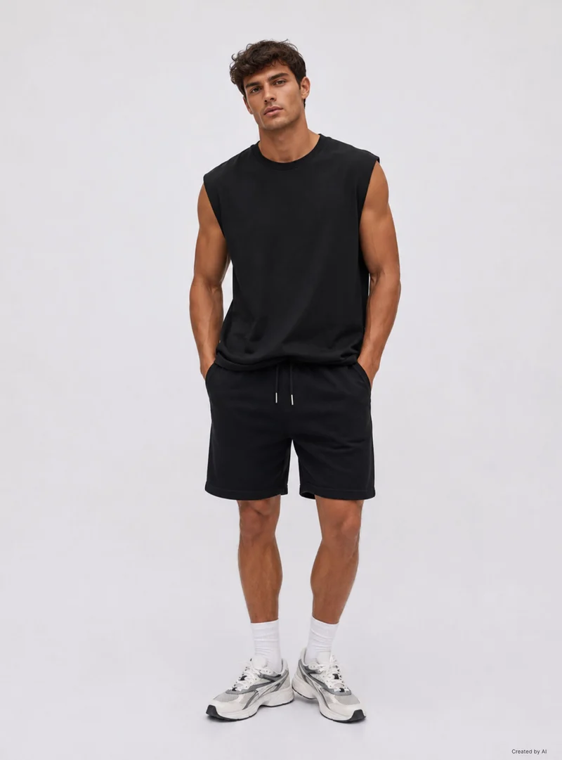 Pantaloncini tuta tinta unita con coulisse