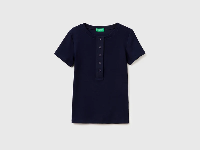 T-shirt serafino a costine