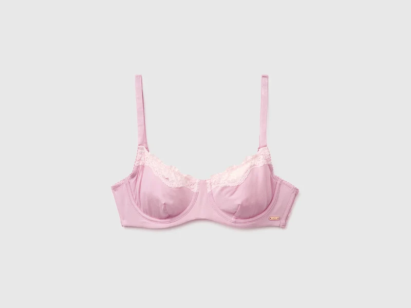 Reggiseno in misto seta con pizzo