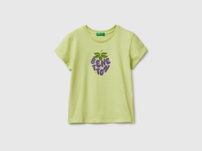 T-shirt con stampa glitter