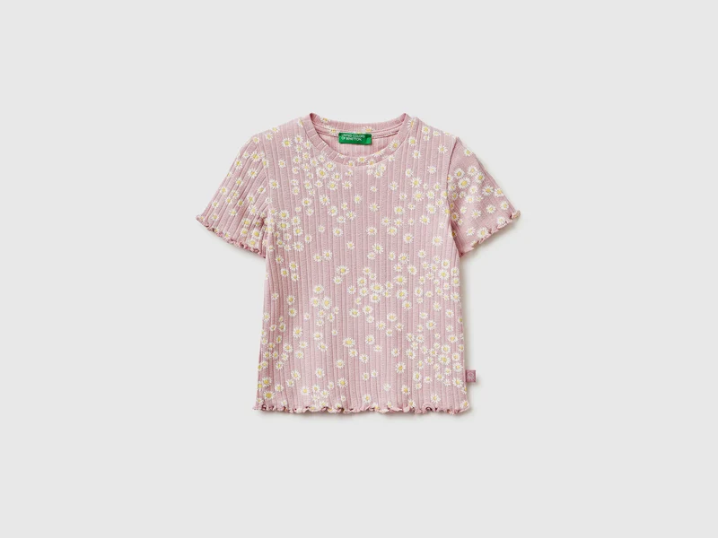 T-shirt stampata a costine