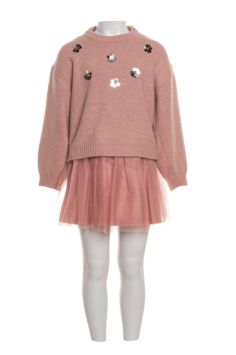 Completo Set Mayoral Knit Seq Ballerina Da Bambina Rosa Antico
