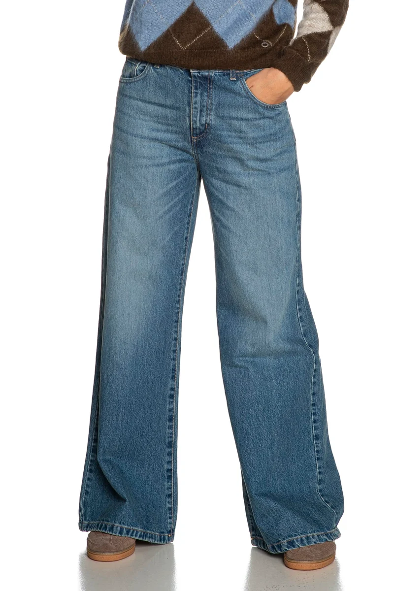 Jeans Eco Wide Jewel Da Donna Denim Light Blu