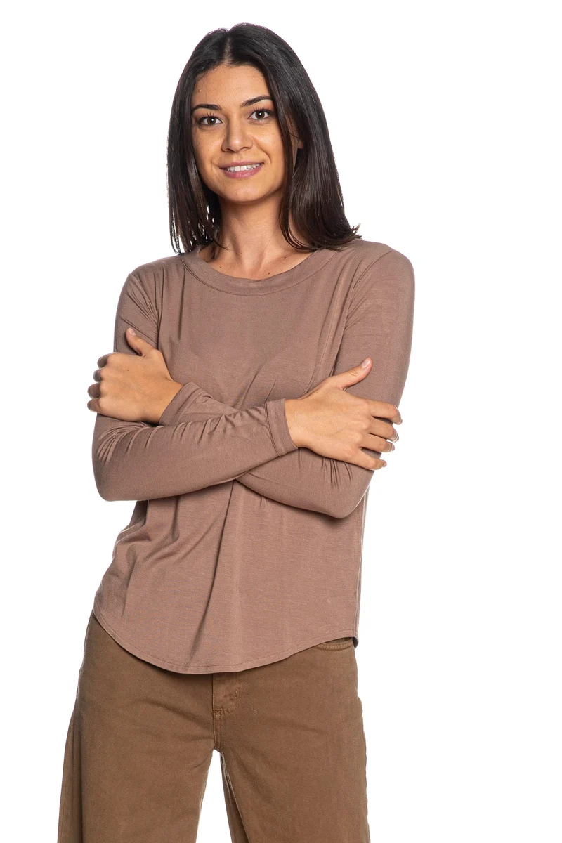 T Shirt Ragno Winter Crew Da Donna Fango