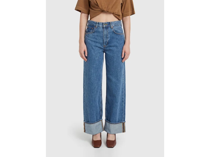 Jeans cropped con risvolto lavaggio chiaro