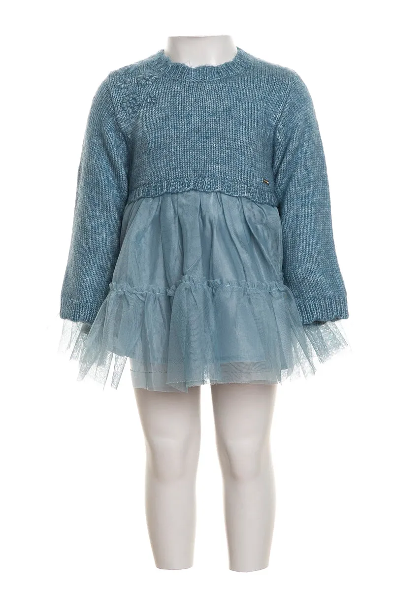 Vestito Mayoral Knit Flower Ballerina Da Bambina Ceruleo