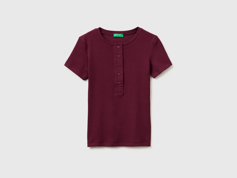 T-shirt serafino a costine