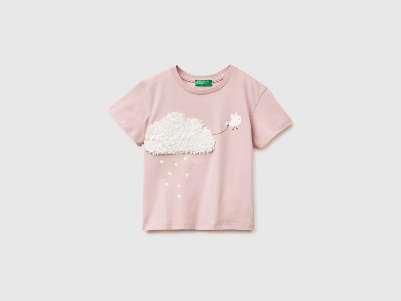 T-shirt con stampa e ricamo