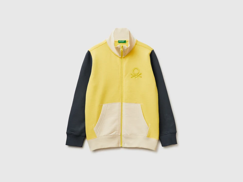 Felpa con zip in puro cotone