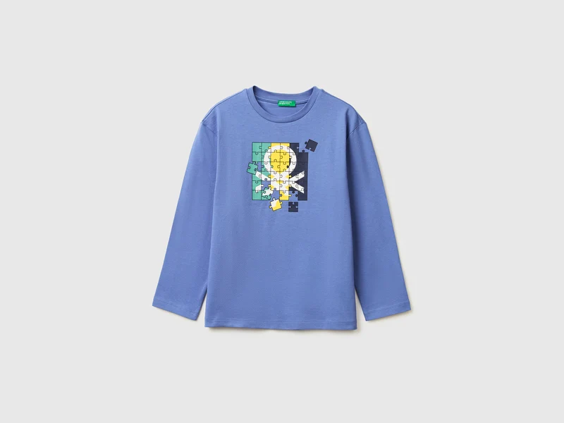 T-shirt con stampa logo in cotone bio