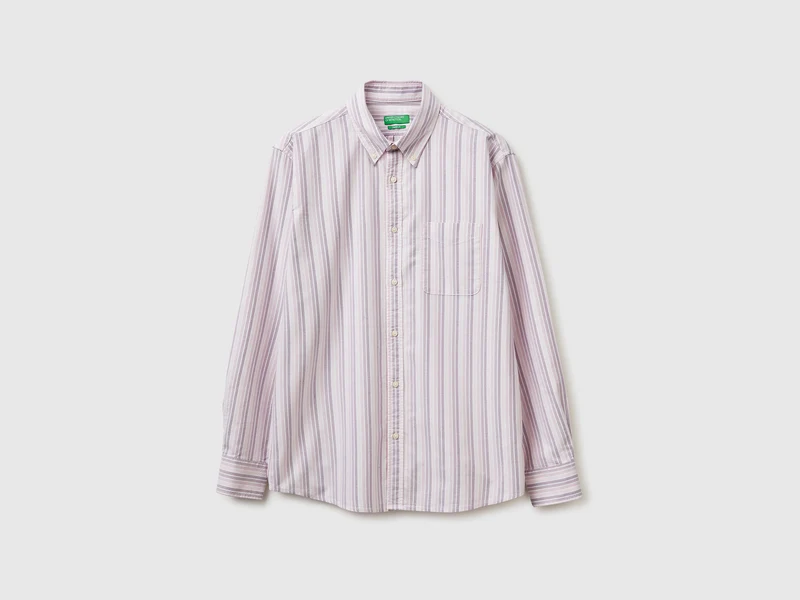 Camicia rosa a righe button down