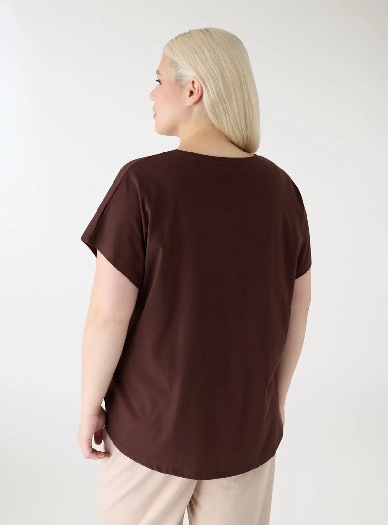 T-shirt girocollo effetto cashmere