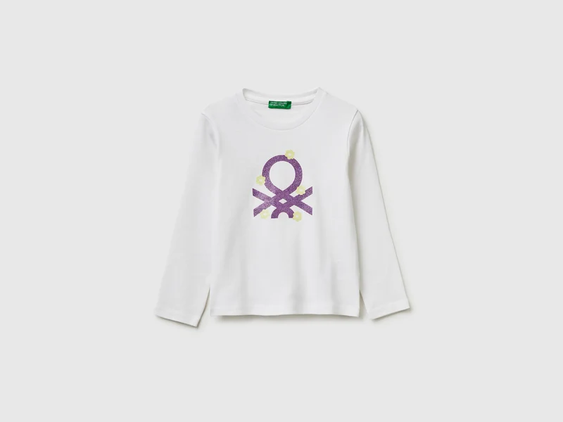 Maglietta con logo glitter in cotone bio
