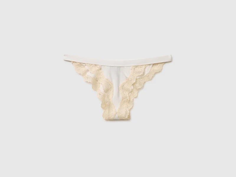 Slip basso in misto seta con pizzo