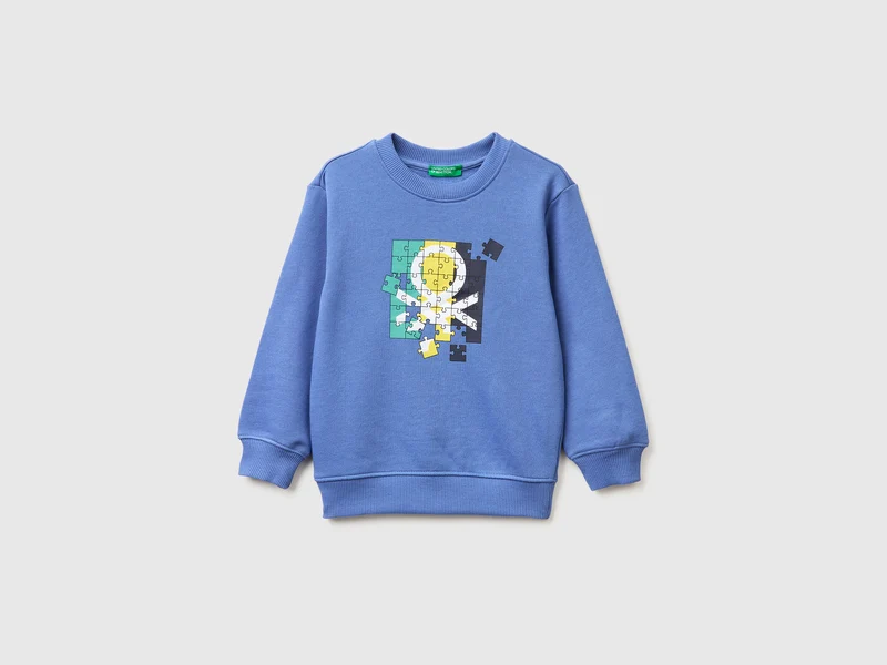 Felpa con stampa logo in cotone bio