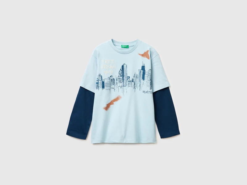 T-shirt con doppia manica
