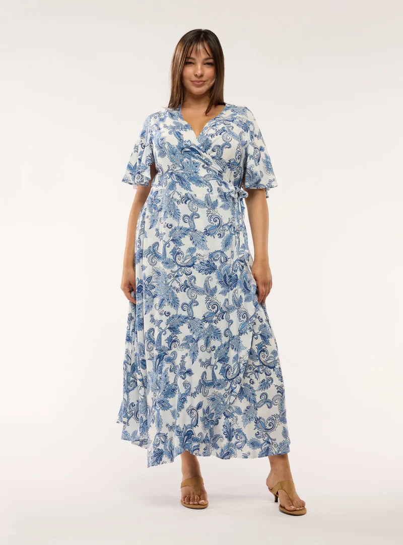 Vestito portafoglio con stampa paisley