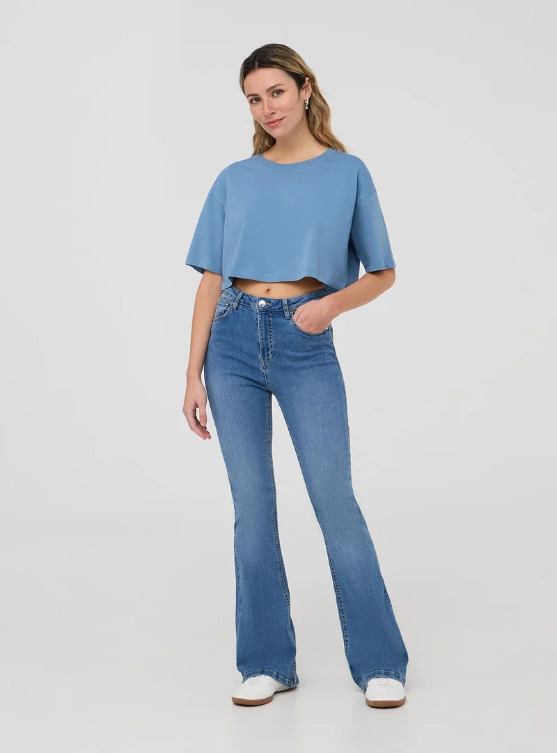 T-shirt crop a tinta unita