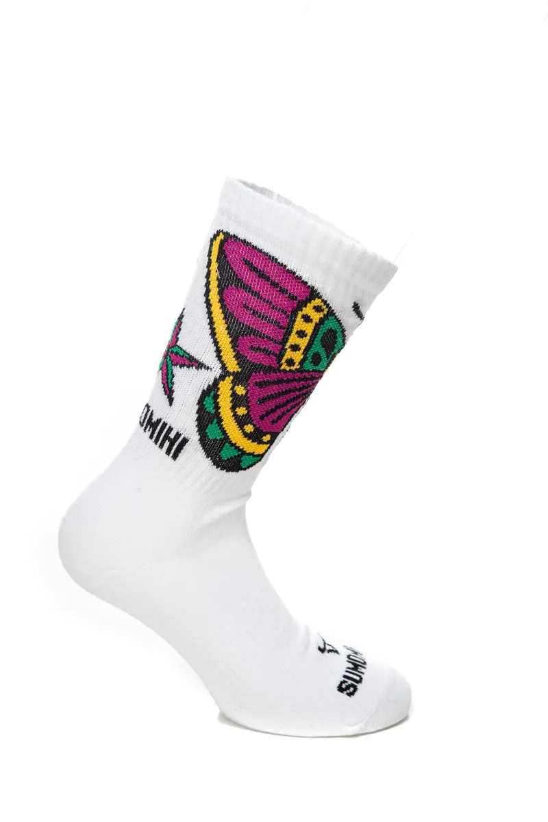 Calzino Sumomihi Butterfly Sock Unisex Bianco In Filato