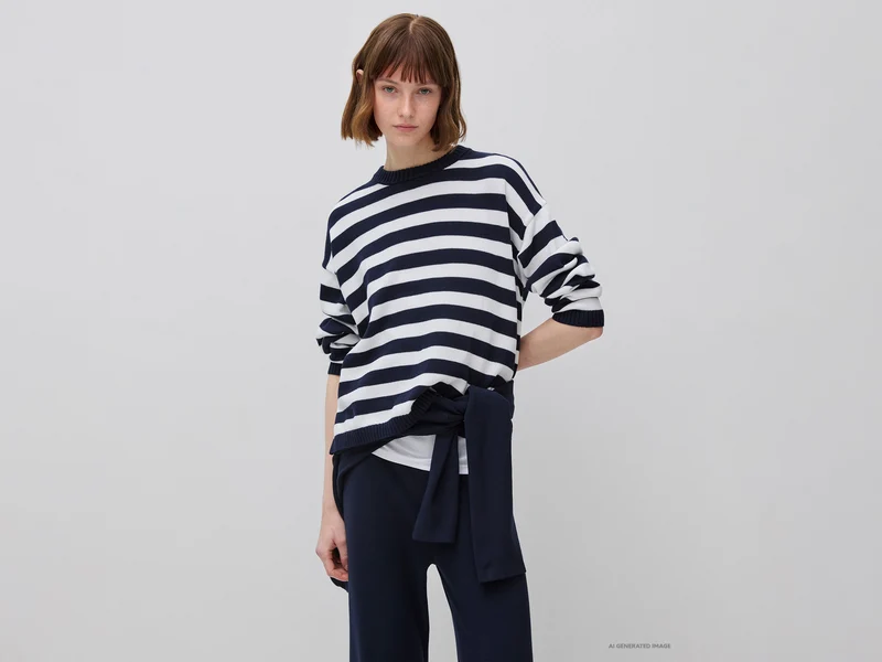 Maglione a righe in cotone tricot