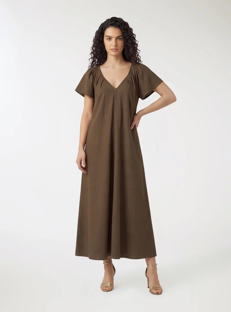 Vestito lungo effetto lino