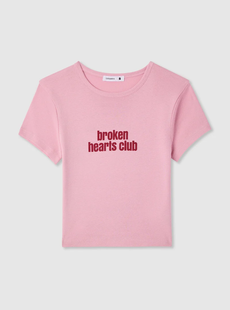 T-shirt crop con scritta