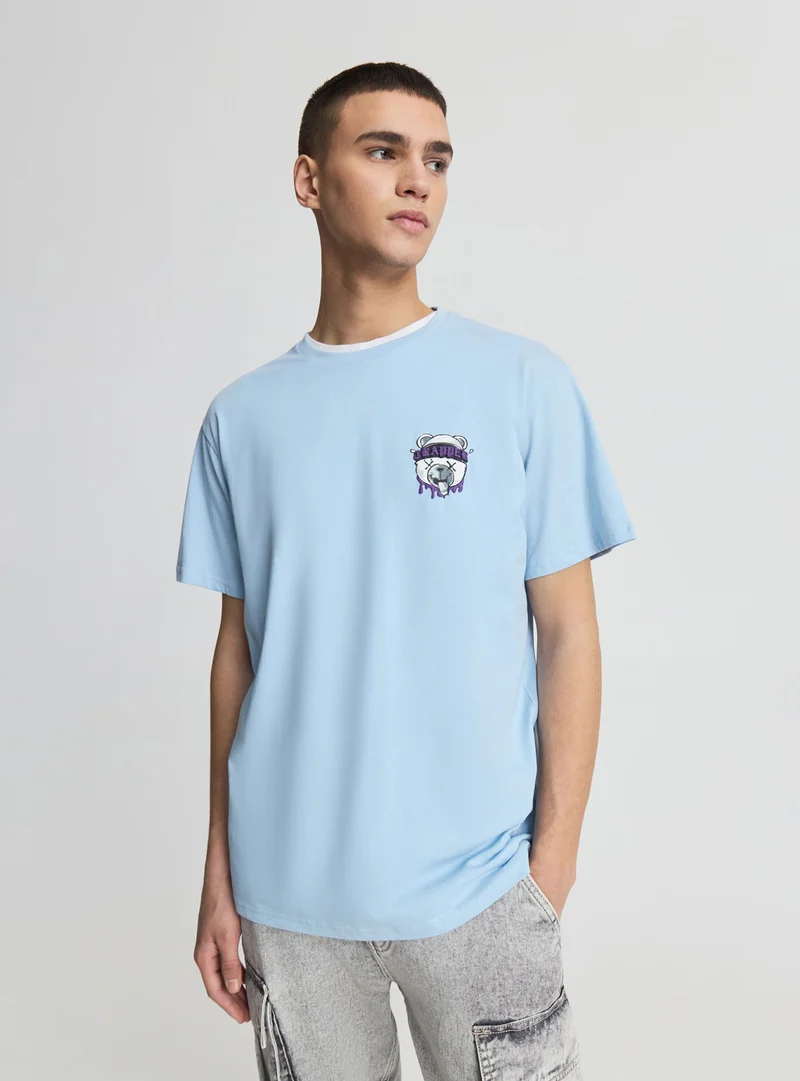 T-shirt con stampa orsetto fronte/retro