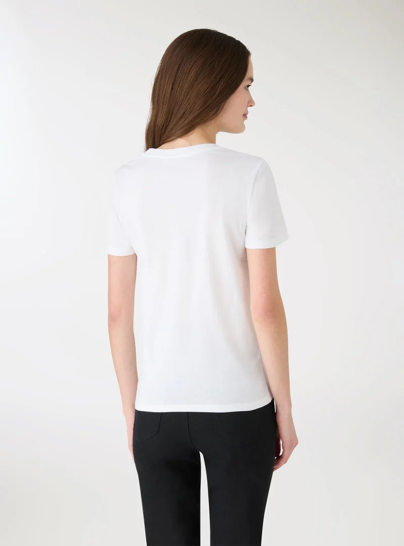 T-shirt con ricamo lettering