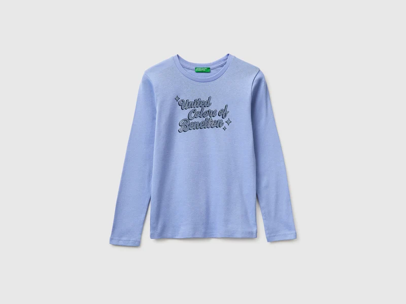 T-shirt con logo glitter in cotone bio