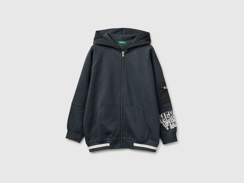 Felpa aperta con inserti in nylon