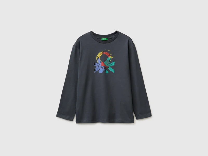 T-shirt con stampa logo in cotone bio